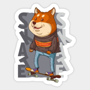 Shiba Inu on skate • Skateboarding Dog Sticker